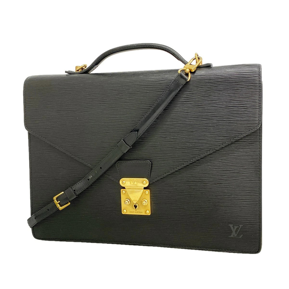 Louis Vuitton Briefcase Epi Porte documents Bandouliere Noir Black Bag